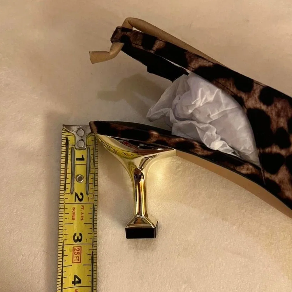 Leopard print size 7.5 satin gold kitten heel slingback pumps NEW Katy Perry NIB